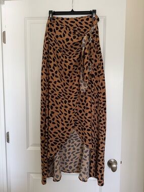 SHEIN Black and Brown Wrap Maxi Skirt
